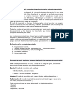 Clasificación General de La Comunicación en Función de Los Medios de Transmisión