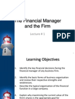 The Financial Manager and The Firm: Lecture # 1