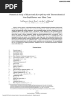 Numerical Study of Hypersonic Receptivity With Thermochemical Non-Equilibrium On A Blunt Cone