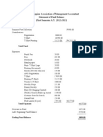 Junior Philippine Association of Management Accountant Statement of Fund Balance (First Semester A.Y. 2012-2013)