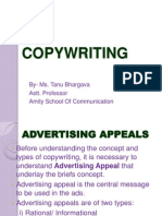 Copywriting: By-Ms. Tanu Bhargava Astt. Professor Amity School of Communication