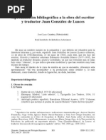 Aproximación Bibliográfica A La Obra Del Escritor y Traductor Juan González de Luaces