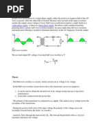 Single-Phase Supply Three-Phase Supply: Half-Wave Rectification