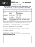 Variaciones Linguisticas 1 Hoja Esuqema y Ejercicios