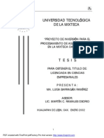 Proyecto de Inversión para El Procesamiento de Agave Mezcalero en La Mixteca Oaxaqueña