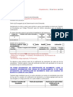 Formato de Solicitud Codigo Personal 2014