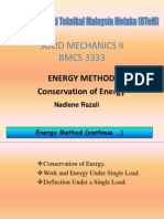 Solid Mechanics Ii BMCS 3333: Energy Method Conservation of Energy