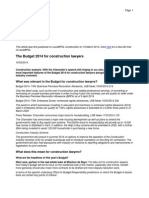 The Budget 2014 For Construction Lawyers