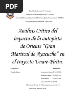 Correcciones de Autopista Unare-Piritu. T.D