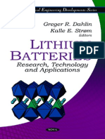 Lithium Batteries Research Technology and Applications Electrical Engineering Developments