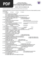 POST Test Science Grade III