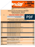 Lista de Precios (MundoSolar) MARZO-ABRIL 2014 (DOLARES)