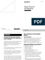 Multi Channel AV Receiver: Operating Instructions