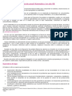 Planificación Anual Matemática 1er Año SB