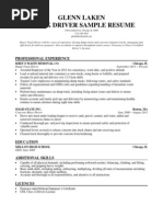 Glenn Laken Heavy Truck Driver Sample Resume