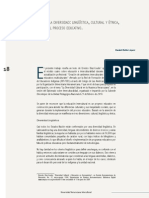 As Dimensiones de La Diversidad Lingüística Cultural y Étnica y Su Adecuación en El Proceso Educativo