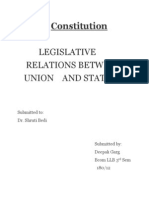 Constitution: Legislative Relations Between Union and State