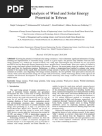 Statistical Analysis of Wind and Solar Energy Potential in Tehran