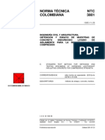 NTC 3801 Obtención y Ensayo de Muestras de Concreto Endurecido Liviano de Aislamiento para La Resistencia A La Compresión