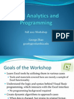 Excel Analytics and Programming