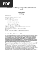 Towards An Arbitrage Interpretation of Optimization Theory: David Ellerman