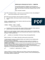 Questionário Interpretação e Produção de Texto 1 Bimestre