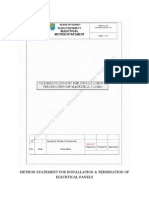 Method Statement For Installation & Termination of Elecrtical Panels