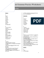 Pre-Int Grammar Practice Worksheets: Answer Key