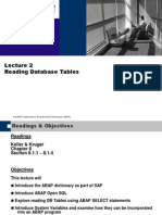 Reading Database Tables: BCO5647 Applications Programming Techniques (ABAP)