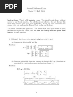 Second Midterm Exam Math 212 Fall 2010