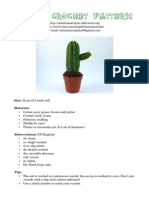 Cactus Crochet Pattern: Size: 14 CM (5.5 Inch) Tall Materials