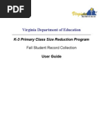 Virginia Department of Education: K-3 Primary Class Size Reduction Program