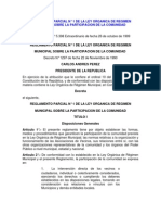 Decreto 1297. GOE 5398 1999. REGLAMENTO PARCIAL #1 DE LA LEY ORGANICA DE REGIMEN MUNICIPAL SOBRE LA PARTICIPACION DE LA COMUNIDAD