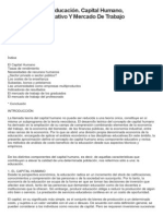 Economía de La Educación - Capital Humano, Rendimiento Educativo y Mercado de Trabajo