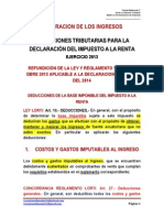 Deducciones Del Impuesto A La Renta Ley y Reglamento A Dbro 2013