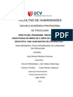 Programa "Iñichiy" Sobre La Creatividad en Niños de 5 Años - Lady Mendoza - Psic