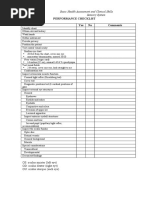 Peformance Checklist Sensory System