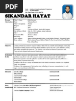 Sikandar Hayat - New CV