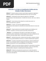 Artículos 1 A 10 de La Constitución Política de Los Estados Unidos Mexicanos