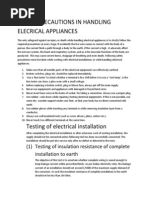 Safety Precautions in Handling Elecrical Appliances