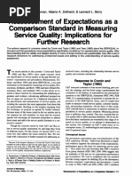 Reassessment of Expectations As A Comparison Standard in Measuring Service Quality - Implications of Future Research