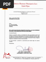 Cartas Apoyo Municipio de Sucre Ley General de Patrimonio