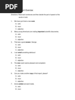 Parts of Speech Exercise