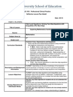 7th Grade Algebraic Expression and Equations Reflective Lesson Plan 2