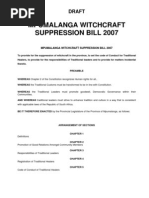 Mpumalanga Witchcraft Suppression Bill 2007