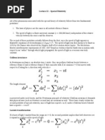 Lecture 12 - Special Relativity Fundamental Postulates: Direction With Velocity V