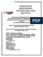 Informe de Hematocrito, Tiempo de Sangria, Tiempo de Coagulacion, Velocidad de Segmentacion Globular y Determinacion Del Grupo Sanguineo Completo - Sebas