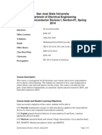 San José State University Department of Electrical Engineering EE 221, Semiconductor Devices I, Section-01, Spring 2014