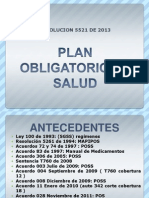 Plan Obligatorio de Salud Resolucion 5521 de 2013