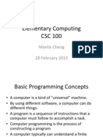 Elementary Computing CSC 100: Mantis Cheng